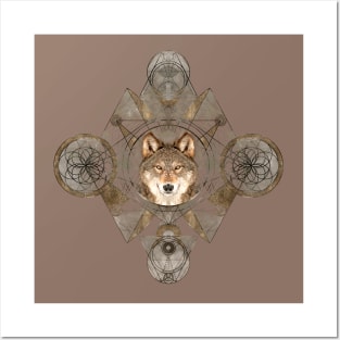 Wolf in Sacred Geometry Ornament Posters and Art